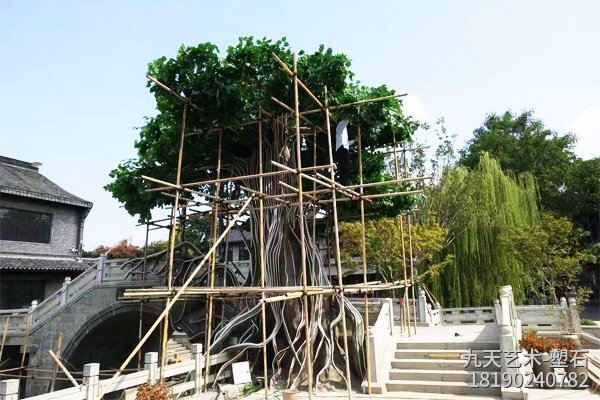 江蘇鹽城水泥仿真樹制作-樹冠安裝完成
